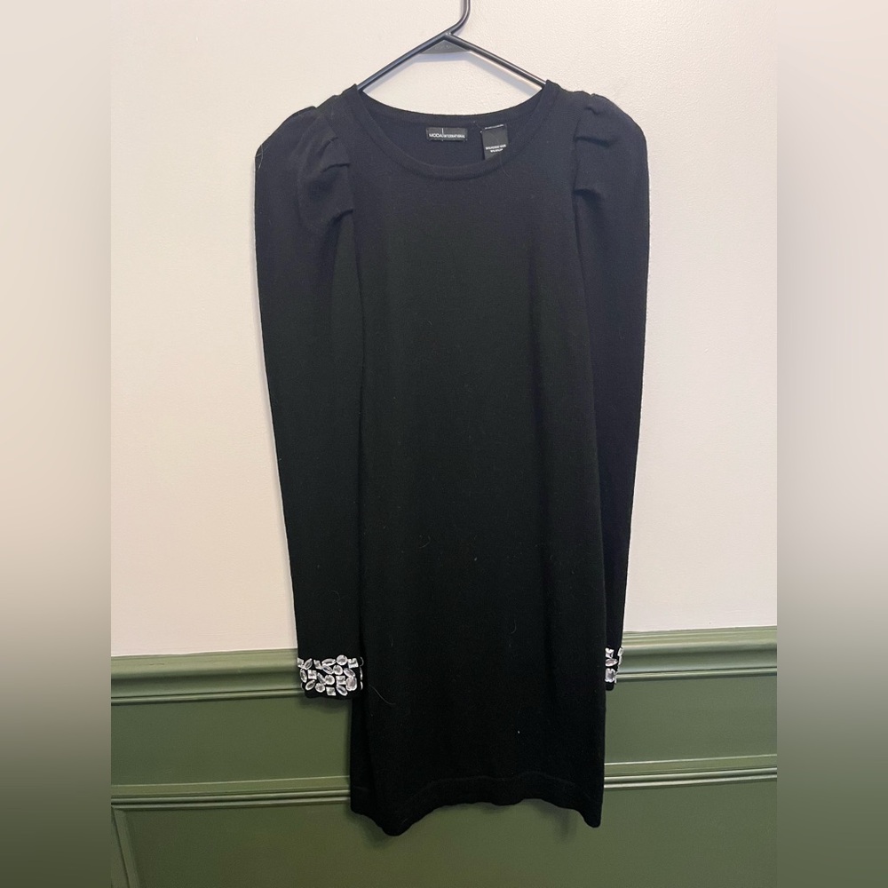 Moda International Black Dress with Embellished Cuffs